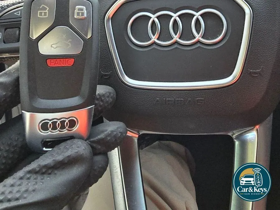 An Audi smart key programmed at the wheel