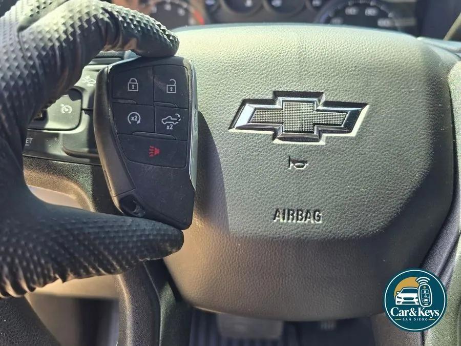 A Chevrolet key programmed at the wheel
