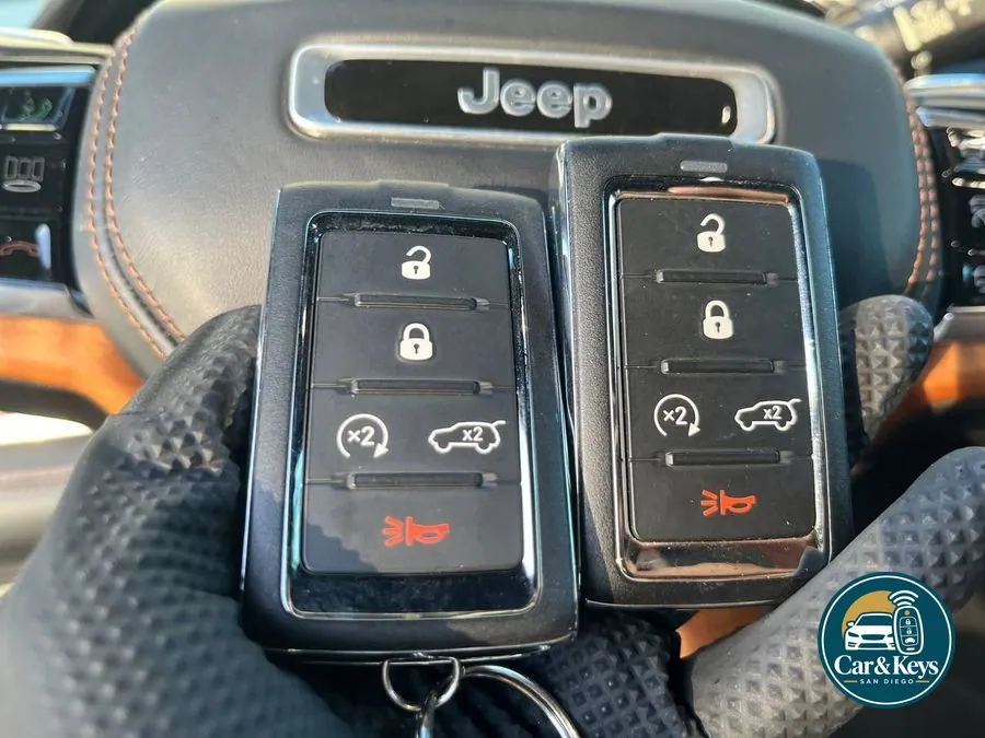 Two Jeep smart keys programmed at the car
