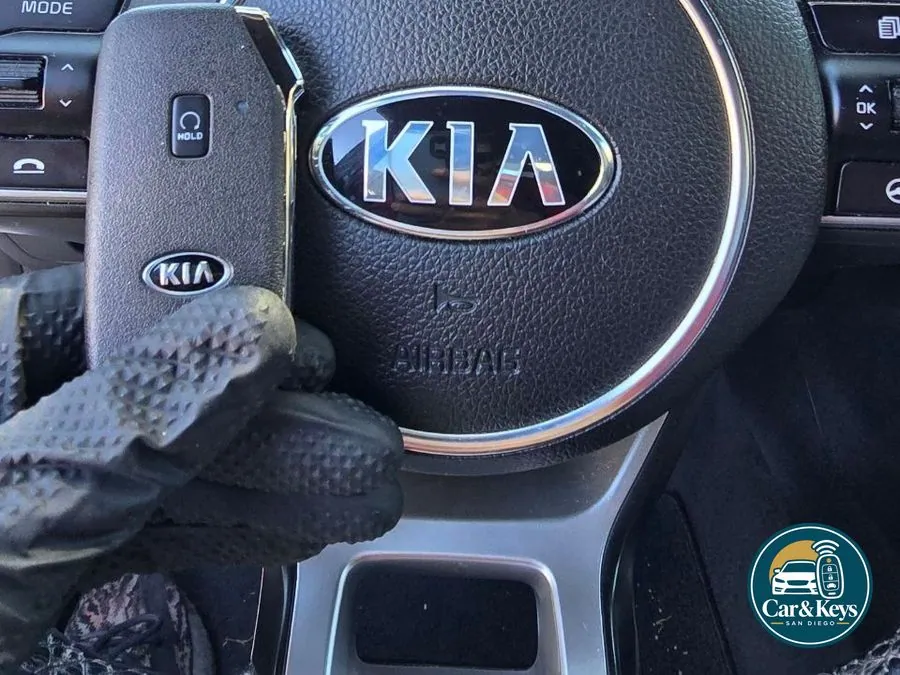A Kia smart key programmed at the wheel