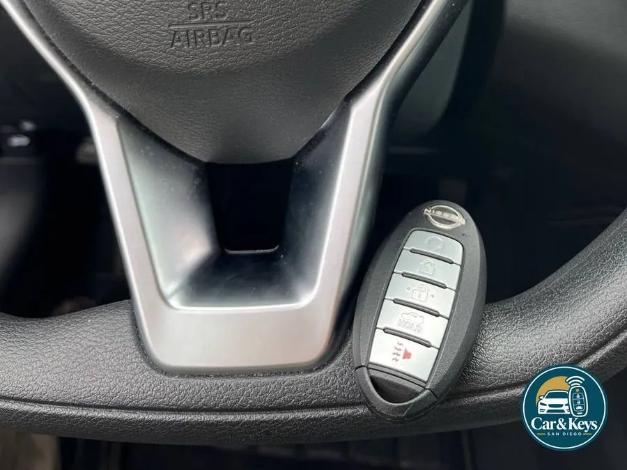 A Nissan key programmed at the wheel