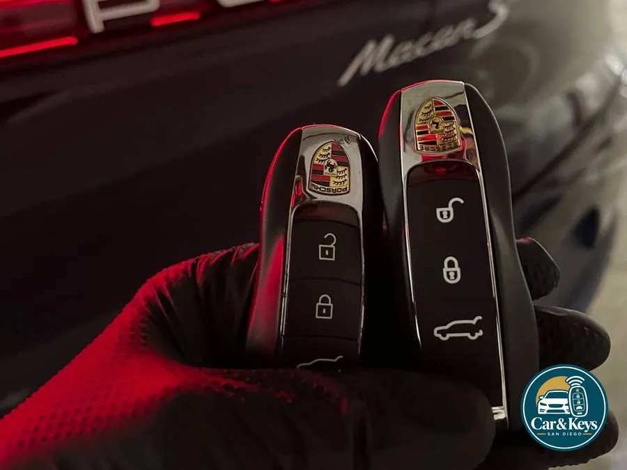 Two Porsche Macan smart keys programmed at night