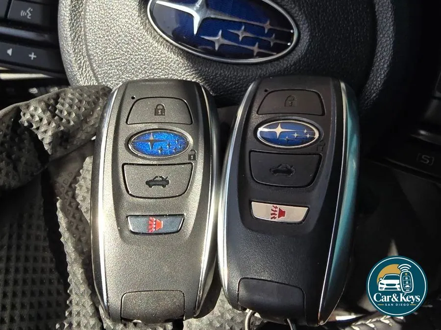 Two Subaru smart keys programmed at the wheel