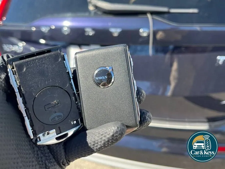 A Volvo smart key programmed at the tailgate